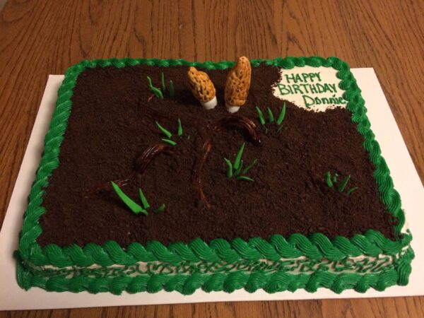 A birthday cake with a picture of a garden.