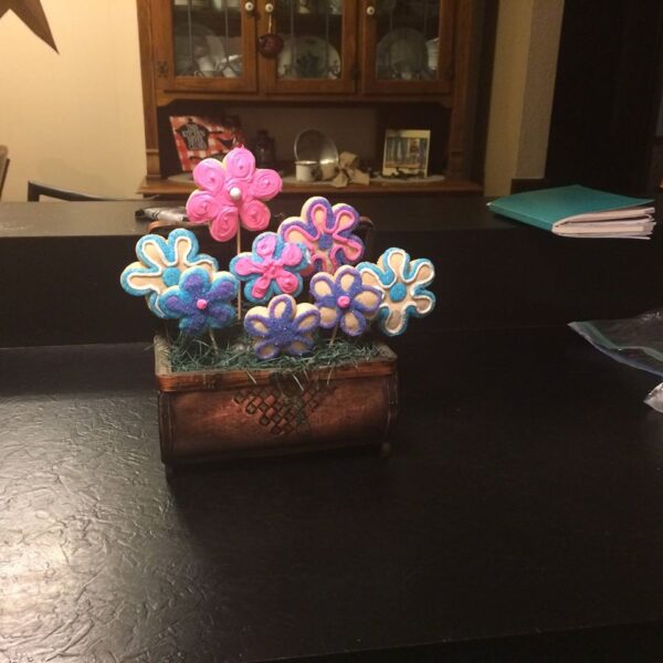 Flowers in a vase on a table.