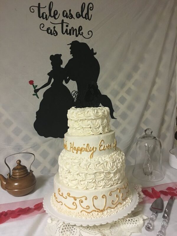 Beauty and the beast wedding cake.