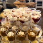 A tray of desserts on a table.