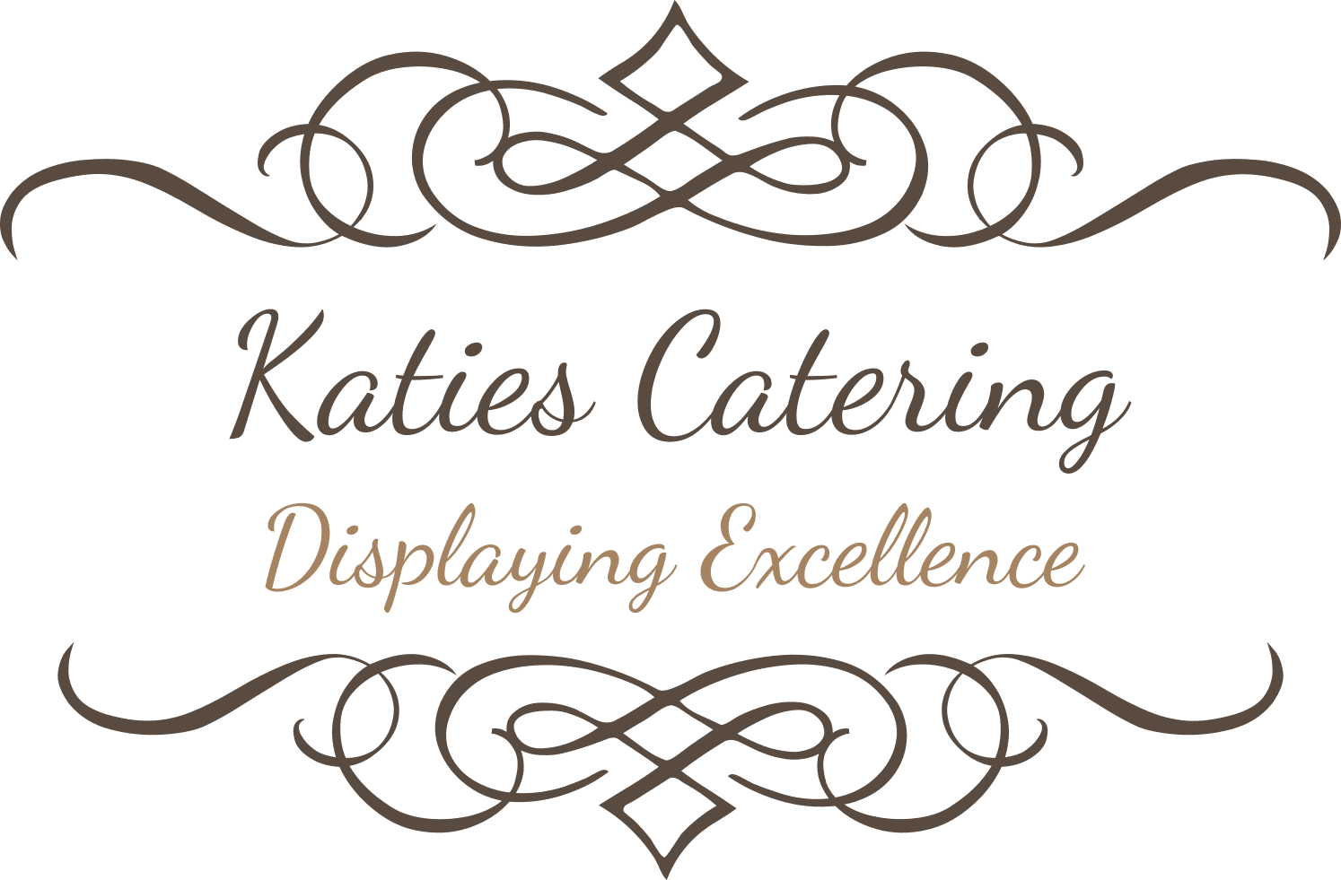 A logo for katie's catering displaying excellence.