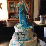 A cake with a frozen princess on top.