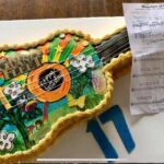 A cake with an acoustic guitar on it.