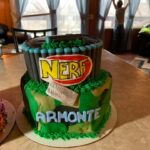 A cake with the word nerf on it.