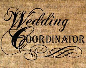 The word wedding coordinator on a burlap background.