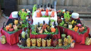 A table with different kinds of food.